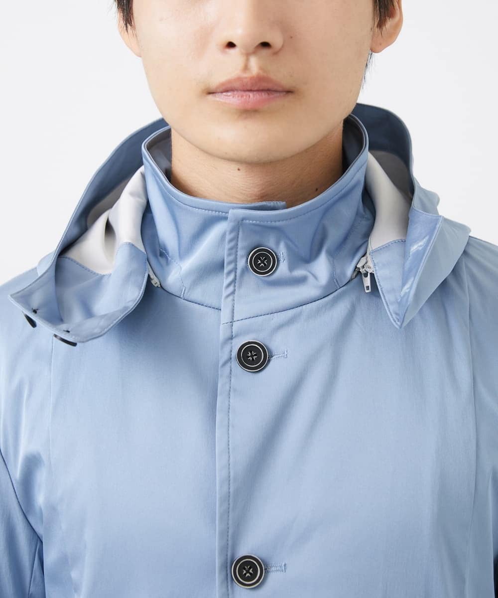MKJGC12190 MK MICHEL KLEIN HOMME(MKミッシェルクランオム) 【残りわずか！/在庫限り/秋春着用可能】フード着脱ショートコート ライトブルー
