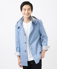 MKJGC12190 MK MICHEL KLEIN HOMME(MKミッシェルクランオム) 【残りわずか！/在庫限り/秋春着用可能】フード着脱ショートコート ライトブルー