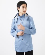 MKJGC12190 MK MICHEL KLEIN HOMME(MKミッシェルクランオム) 【残りわずか！/在庫限り/秋春着用可能】フード着脱ショートコート ライトブルー