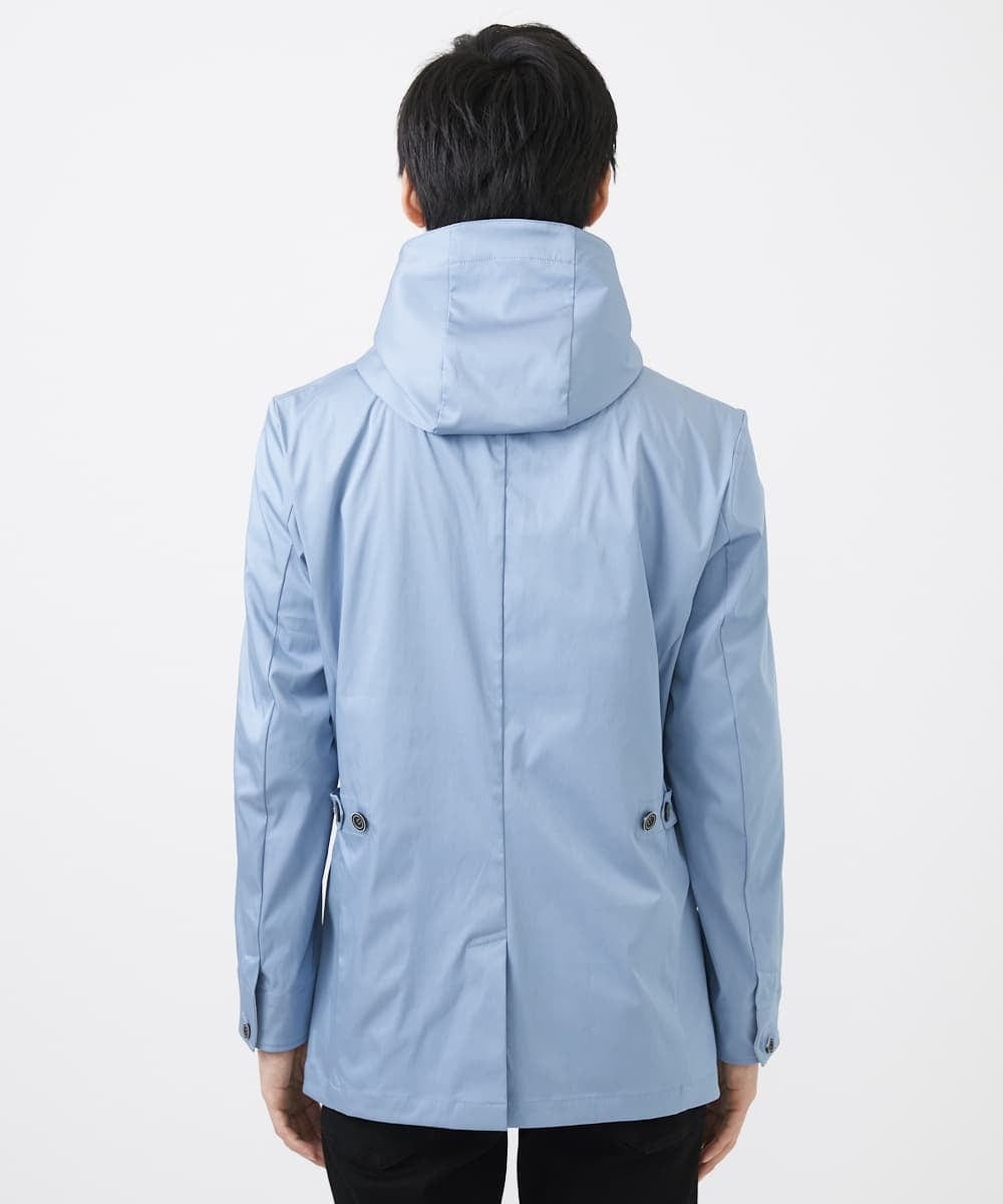 MKJGC12190 MK MICHEL KLEIN HOMME(MKミッシェルクランオム) 【残りわずか！/在庫限り/秋春着用可能】フード着脱ショートコート ライトブルー