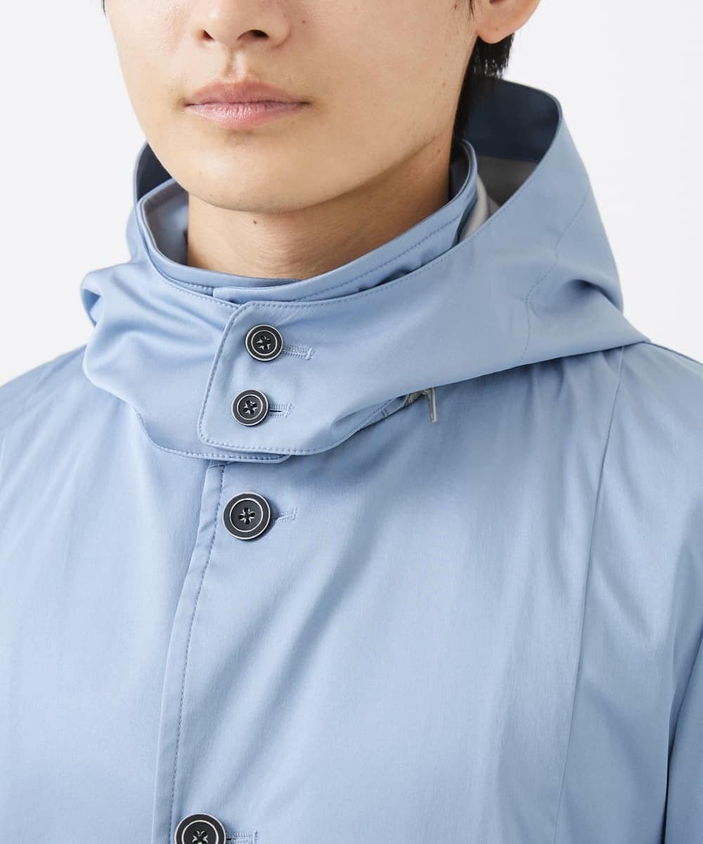 MKJGC12190 MK MICHEL KLEIN HOMME(MKミッシェルクランオム) 【残りわずか！/在庫限り/秋春着用可能】フード着脱ショートコート ライトブルー