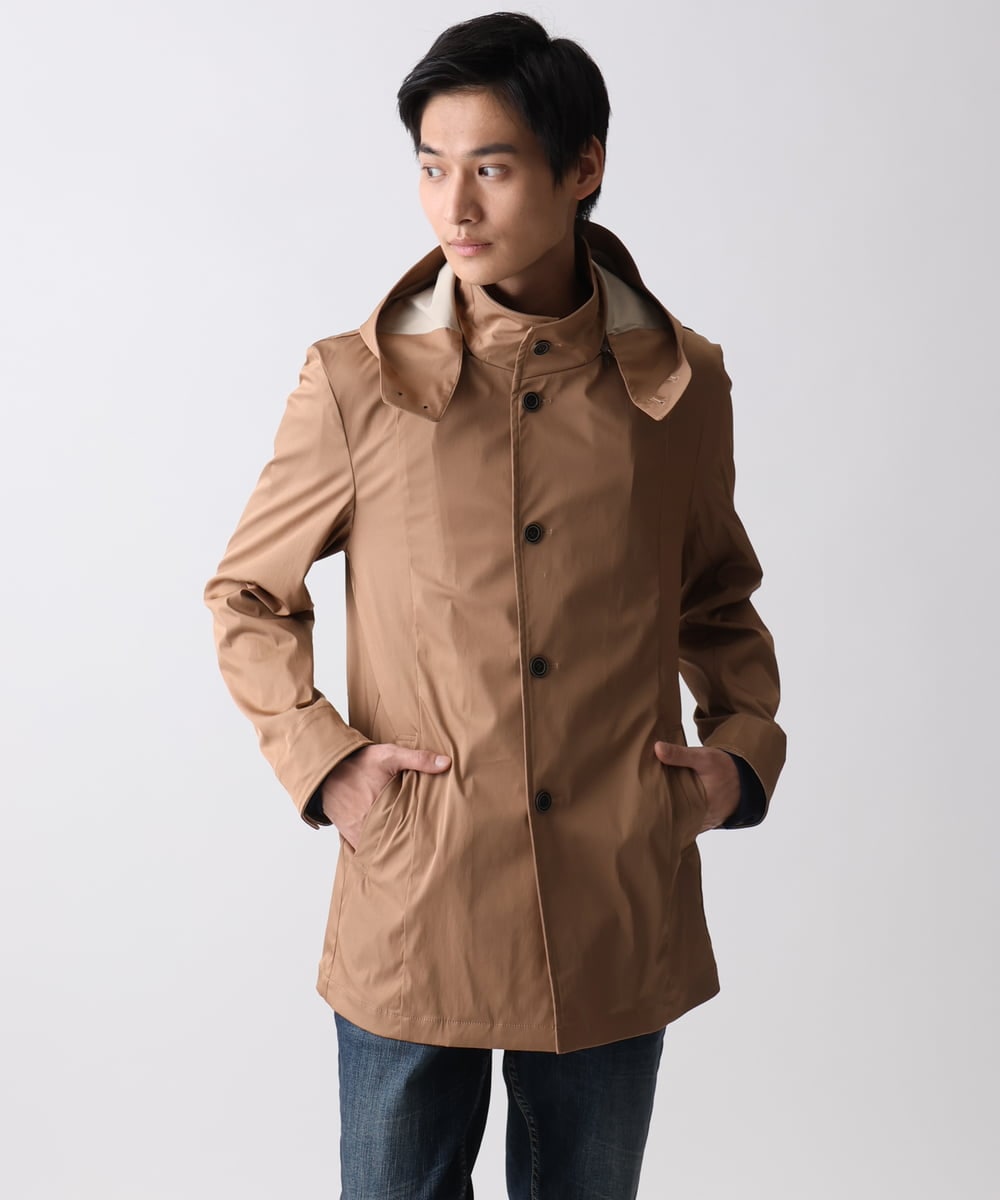 MKJGC12190 MK MICHEL KLEIN HOMME(MKミッシェルクランオム) 【残りわずか！/在庫限り/秋春着用可能】フード着脱ショートコート ベージュ