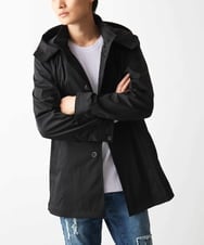 MKJGC12190 MK MICHEL KLEIN HOMME(MKミッシェルクランオム) 【残りわずか！/在庫限り/秋春着用可能】フード着脱ショートコート ブラック
