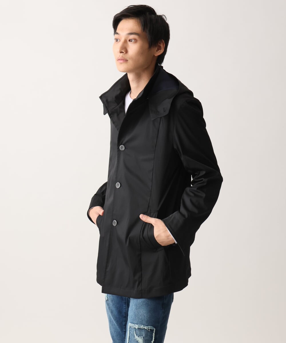 MKJGC12190 MK MICHEL KLEIN HOMME(MKミッシェルクランオム) 【残りわずか！/在庫限り/秋春着用可能】フード着脱ショートコート ブラック