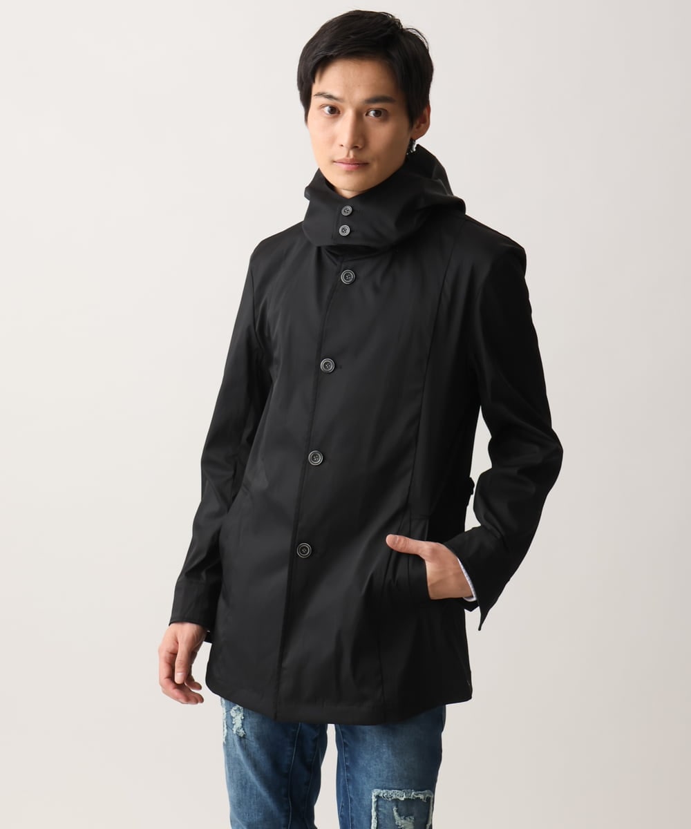 MKJGC12190 MK MICHEL KLEIN HOMME(MKミッシェルクランオム) 【残りわずか！/在庫限り/秋春着用可能】フード着脱ショートコート ブラック