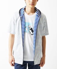 MKJGC17110 MK MICHEL KLEIN HOMME(MKミッシェルクランオム) 【吸水性・伸縮性◎】バッグリップボーダーパーカー ブルー