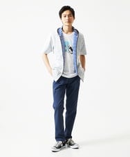 MKJGC17110 MK MICHEL KLEIN HOMME(MKミッシェルクランオム) 【吸水性・伸縮性◎】バッグリップボーダーパーカー ブルー