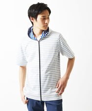 MKJGC17110 MK MICHEL KLEIN HOMME(MKミッシェルクランオム) 【吸水性・伸縮性◎】バッグリップボーダーパーカー ブルー
