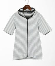 MKJGC17110 MK MICHEL KLEIN HOMME(MKミッシェルクランオム) 【吸水性・伸縮性◎】バッグリップボーダーパーカー ネイビー