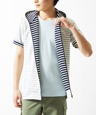 MKJGC17110 MK MICHEL KLEIN HOMME(MKミッシェルクランオム) 【吸水性・伸縮性◎】バッグリップボーダーパーカー ネイビー