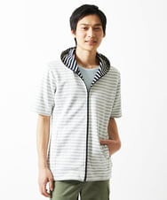 MKJGC17110 MK MICHEL KLEIN HOMME(MKミッシェルクランオム) 【吸水性・伸縮性◎】バッグリップボーダーパーカー ネイビー
