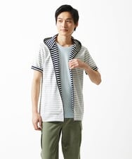 MKJGC17110 MK MICHEL KLEIN HOMME(MKミッシェルクランオム) 【吸水性・伸縮性◎】バッグリップボーダーパーカー ネイビー