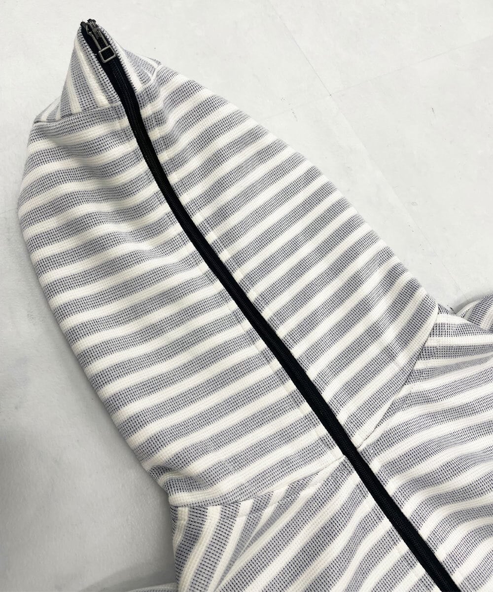MKJGC17110 MK MICHEL KLEIN HOMME(MKミッシェルクランオム) 【吸水性・伸縮性◎】バッグリップボーダーパーカー ネイビー