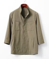 MKJGC66180 MK MICHEL KLEIN HOMME(MKミッシェルクランオム) 【洗える】 リネンタッチミリタリー七分袖シャツ カーキ