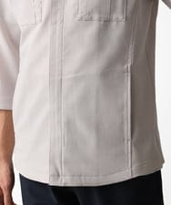 MKJGC66180 MK MICHEL KLEIN HOMME(MKミッシェルクランオム) 【洗える】 リネンタッチミリタリー七分袖シャツ ライトグレー