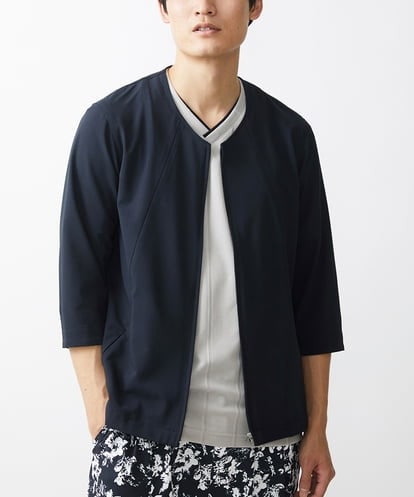 MKJGX13130 MK MICHEL KLEIN HOMME 【残りわずか】７分袖ノーカラーブルゾン