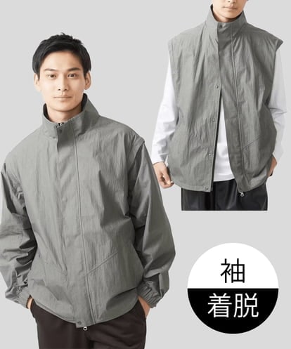 MKJJX08180 MK MICHEL KLEIN HOMME 【残りわずか/在庫限り/ベストにもなる／ゆったりシルエット】袖着脱２WAYブルゾン