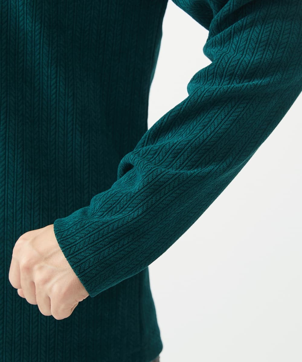 MKKAA68079 MK MICHEL KLEIN HOMME(MKミッシェルクランオム) Vネックカットソー / モールケーブル グリーン