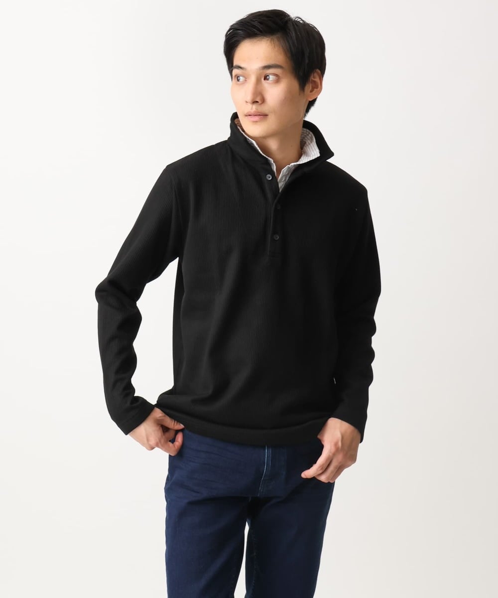 MKKAA69110 MK MICHEL KLEIN HOMME(MKミッシェルクランオム) 【残りわずか！/在庫限り】フェイクレイヤードカットソー/キモウハリヌキ グレー