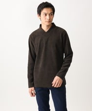 MKKAC27099 MK MICHEL KLEIN HOMME(MKミッシェルクランオム) ショールカラーカットソー / モールケーブル ブラウン