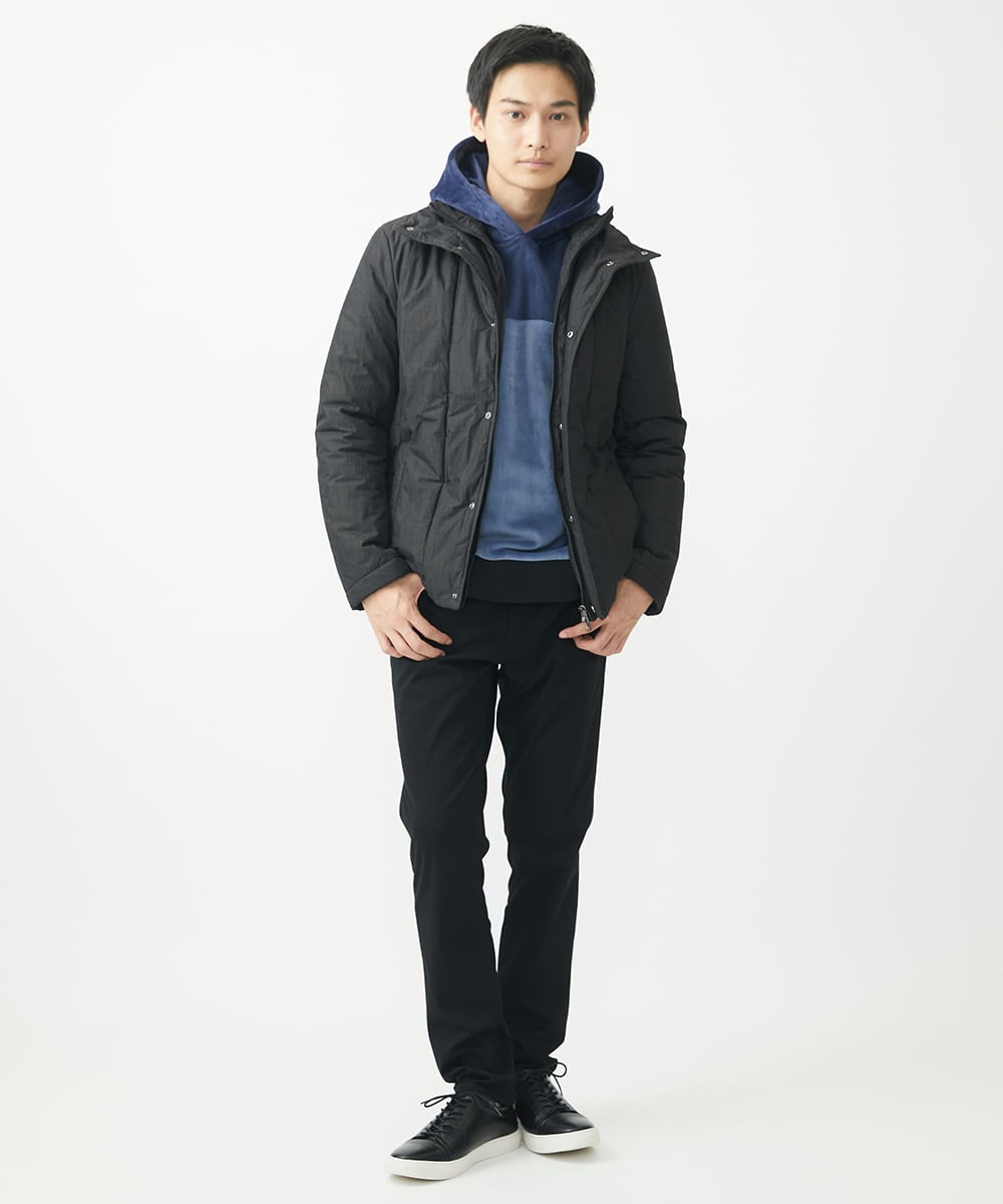 MKKAC29099 MK MICHEL KLEIN HOMME(MKミッシェルクランオム) プルオーバーパーカー/マイクロベロア  ライトブルー