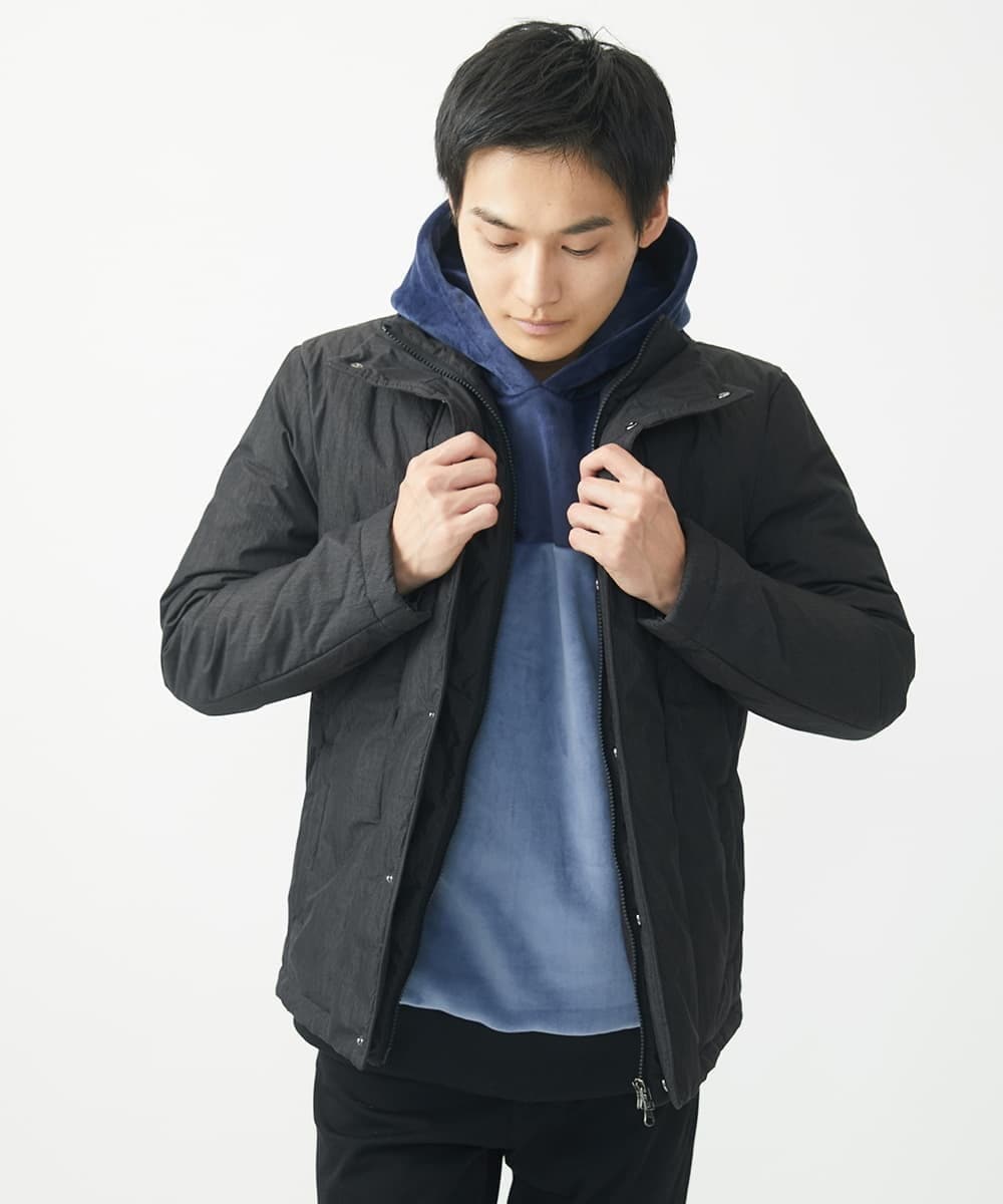 MKKAC29099 MK MICHEL KLEIN HOMME(MKミッシェルクランオム) プルオーバーパーカー/マイクロベロア  ライトブルー