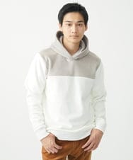 MKKAC29099 MK MICHEL KLEIN HOMME(MKミッシェルクランオム) プルオーバーパーカー/マイクロベロア  ホワイト