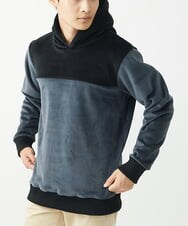 MKKAC29099 MK MICHEL KLEIN HOMME(MKミッシェルクランオム) プルオーバーパーカー/マイクロベロア  ダークグレー