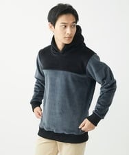 MKKAC29099 MK MICHEL KLEIN HOMME(MKミッシェルクランオム) プルオーバーパーカー/マイクロベロア  ダークグレー