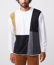 MKKAC84059 MK MICHEL KLEIN HOMME(MKミッシェルクランオム) 【残りわずか！】カットソー/リサイクルポンチ斜め切り替え ホワイト