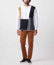 MKKAC84059 MK MICHEL KLEIN HOMME(MKミッシェルクランオム) 【残りわずか！】カットソー/リサイクルポンチ斜め切り替え ブラック