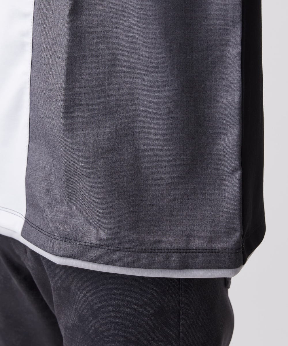 MKKAC84059 MK MICHEL KLEIN HOMME(MKミッシェルクランオム) 【残りわずか！】カットソー/リサイクルポンチ斜め切り替え ブラック