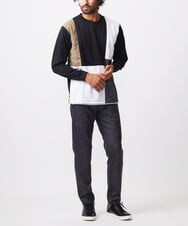MKKAC84059 MK MICHEL KLEIN HOMME(MKミッシェルクランオム) 【残りわずか！】カットソー/リサイクルポンチ斜め切り替え ブラック