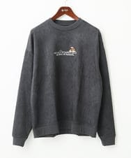 MKKAC87069 MK MICHEL KLEIN HOMME(MKミッシェルクランオム) 【残りわずか/ワンコ刺繍/男女兼用】ポンチスエード / ワンコ刺繍トレーナー ダークグレー