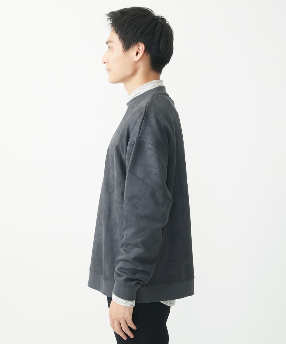 MKKAC87069 MK MICHEL KLEIN HOMME(MKミッシェルクランオム) 【残りわずか/ワンコ刺繍/男女兼用】ポンチスエード / ワンコ刺繍トレーナー ダークグレー