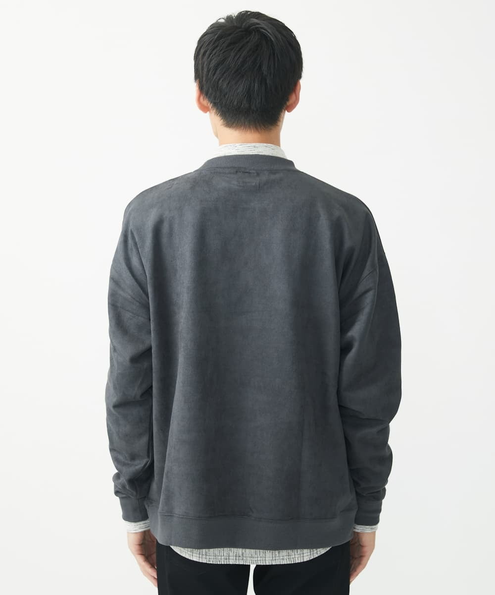 MKKAC87069 MK MICHEL KLEIN HOMME(MKミッシェルクランオム) 【残りわずか/ワンコ刺繍/男女兼用】ポンチスエード / ワンコ刺繍トレーナー ダークグレー