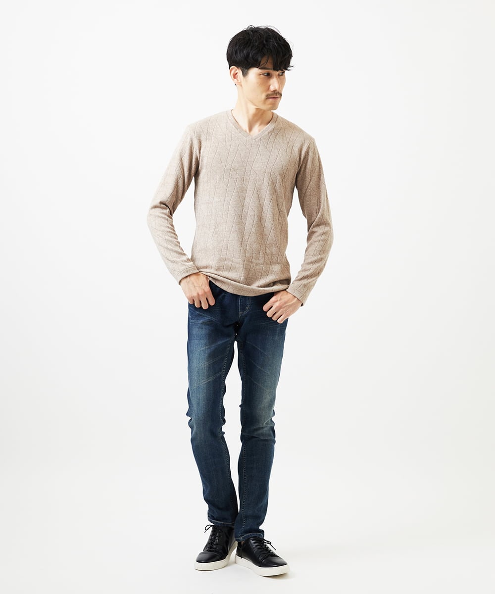 MKKAD67079 MK MICHEL KLEIN HOMME(MKミッシェルクランオム) ソフトモザイクデザインカットソー ベージュ