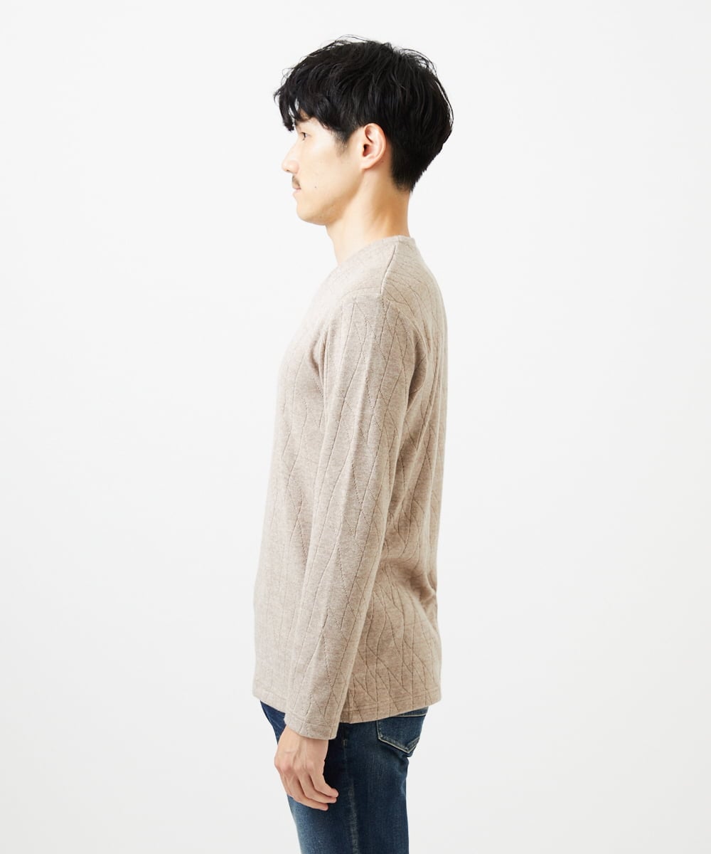 MKKAD67079 MK MICHEL KLEIN HOMME(MKミッシェルクランオム) ソフトモザイクデザインカットソー ベージュ