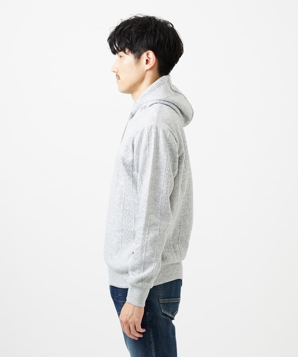 MKKAF11090 MK MICHEL KLEIN HOMME(MKミッシェルクランオム) ケーブルニットコンビパーカー ライトグレー