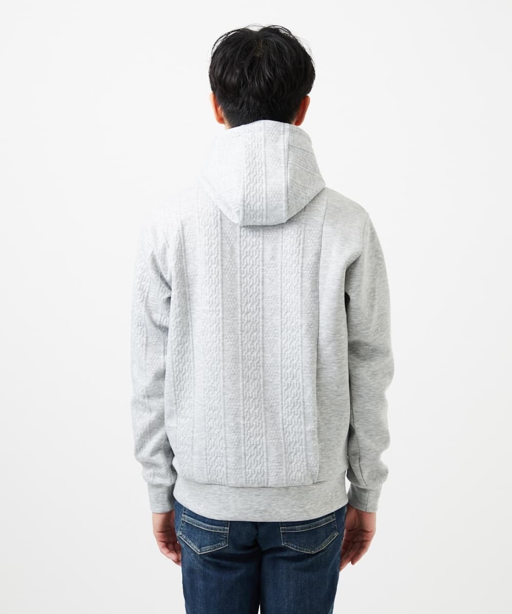 MKKAF11090 MK MICHEL KLEIN HOMME(MKミッシェルクランオム) ケーブルニットコンビパーカー ライトグレー