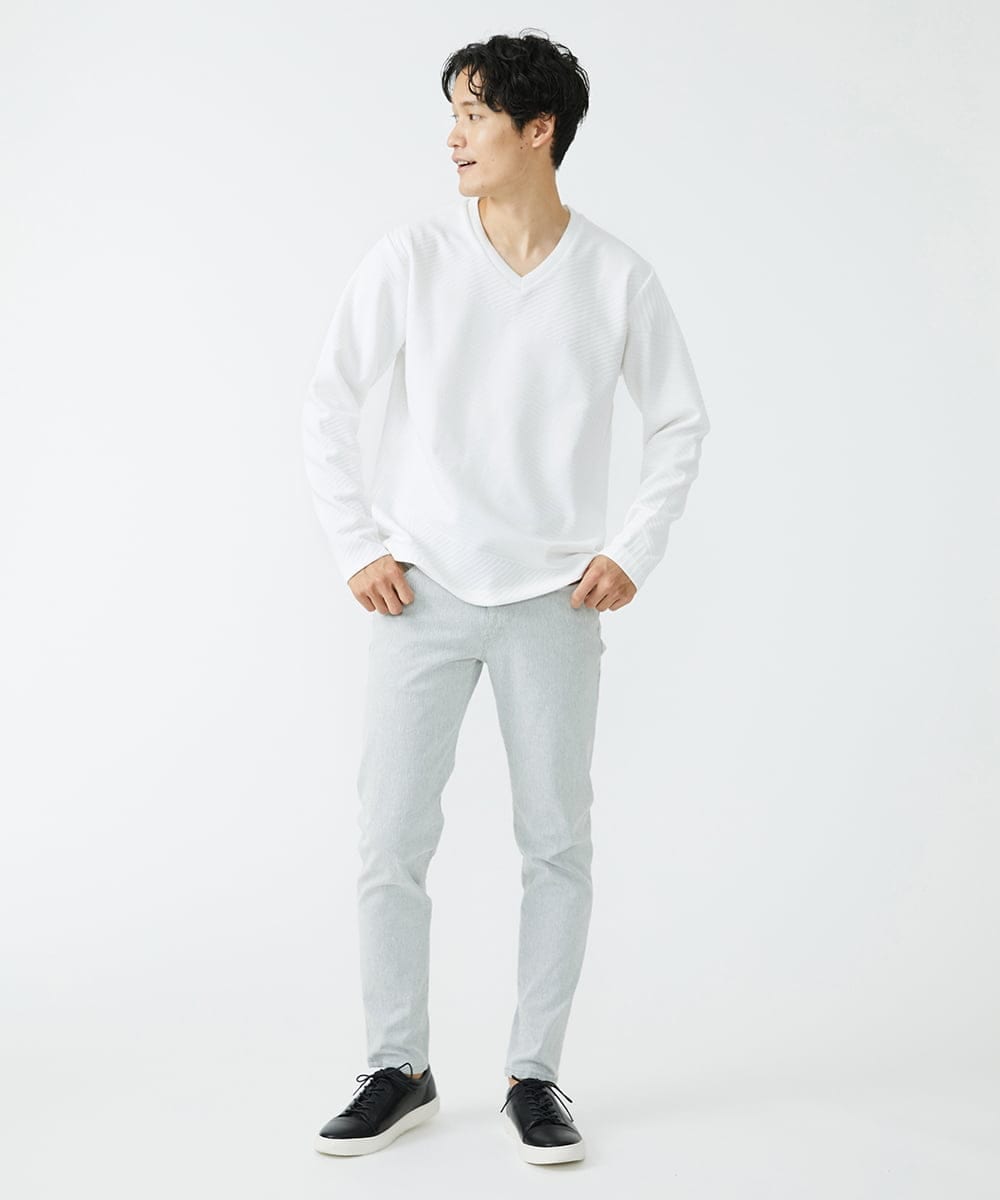 MKKAV13069 MK MICHEL KLEIN HOMME(MKミッシェルクランオム) ジャガードカットソー ホワイト(90)