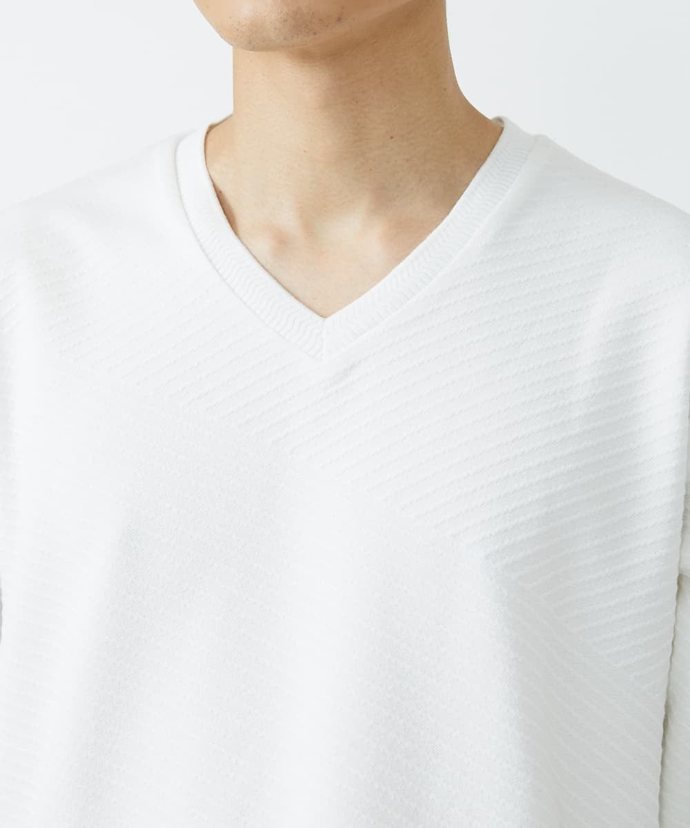 MKKAV13069 MK MICHEL KLEIN HOMME(MKミッシェルクランオム) ジャガードカットソー ホワイト(90)