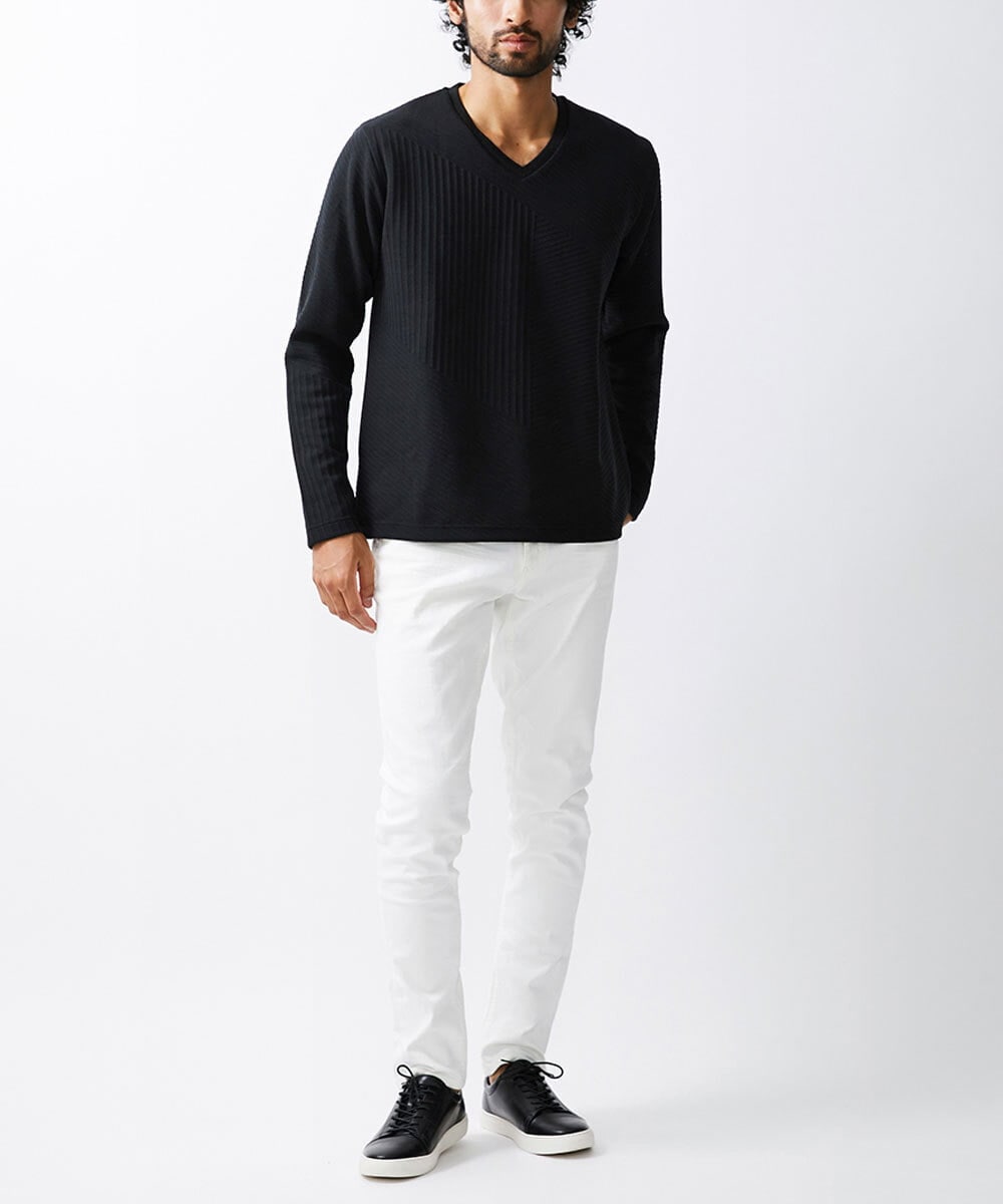 MKKAV13069 MK MICHEL KLEIN HOMME(MKミッシェルクランオム) ジャガードカットソー ブラック(94)