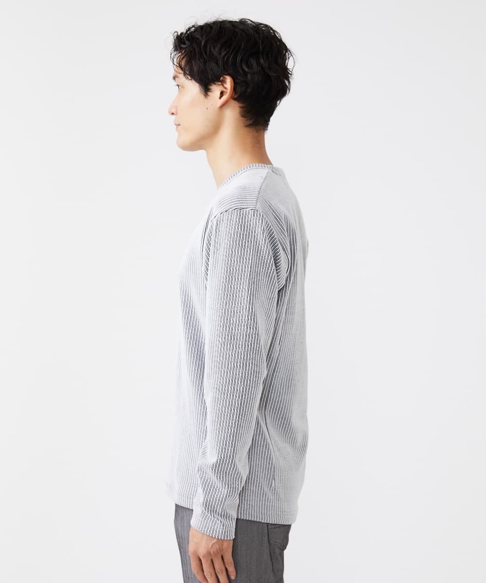 MKKAV56069 MK MICHEL KLEIN HOMME(MKミッシェルクランオム) ストライプカットソー ライトグレー(91)