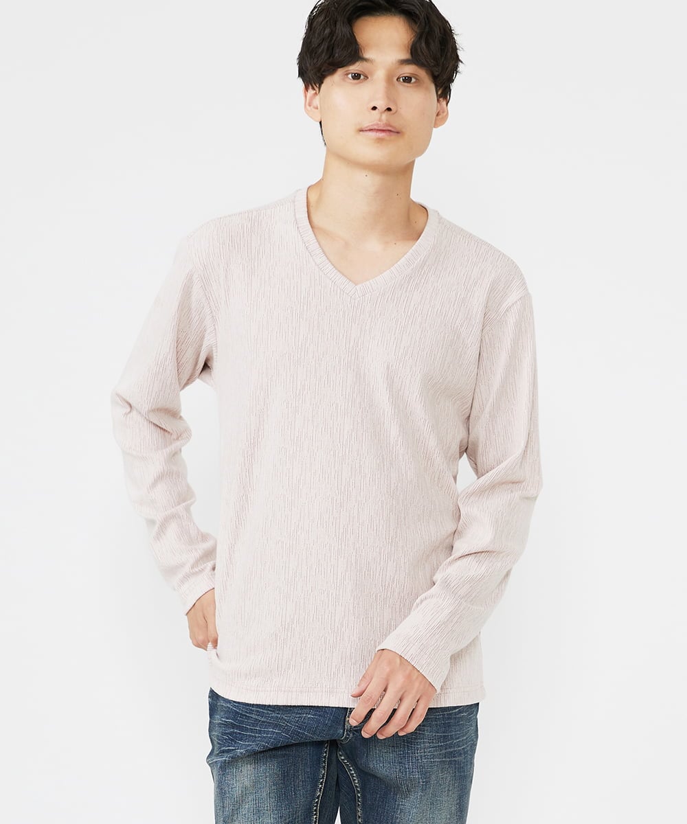 MKKAX32045 MK MICHEL KLEIN HOMME(MKミッシェルクランオム) 【WEB限定】楊柳クレープカットソー ピンク(03)