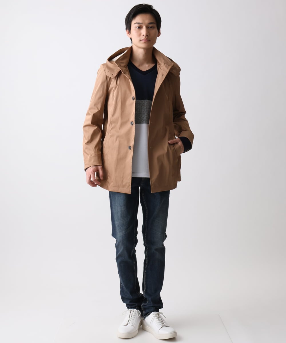 MKKDC06069 MK MICHEL KLEIN HOMME(MKミッシェルクランオム) 【洗える】パネル切替え長袖カットソー ネイビー