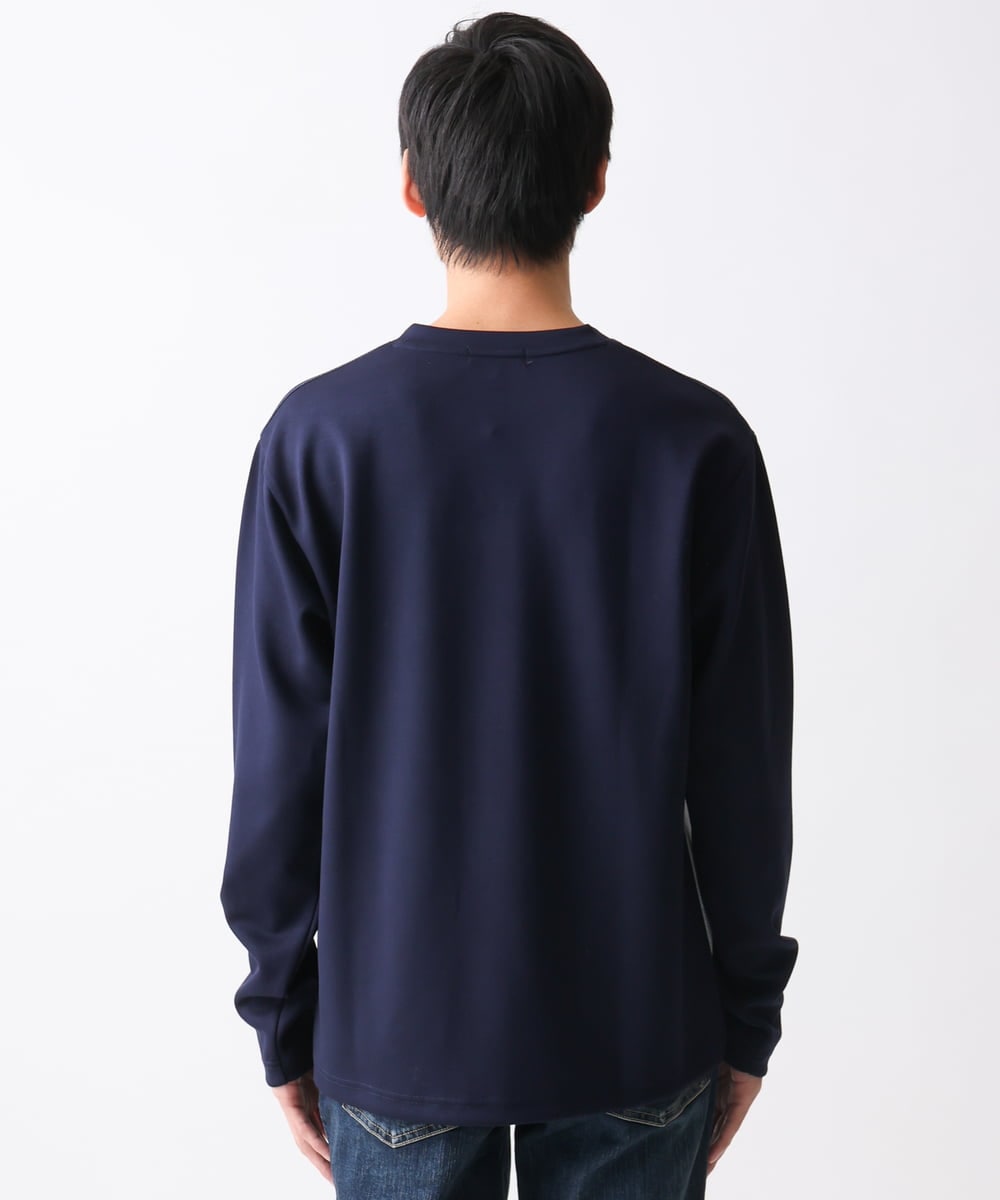 MKKDC06069 MK MICHEL KLEIN HOMME(MKミッシェルクランオム) 【洗える】パネル切替え長袖カットソー ネイビー