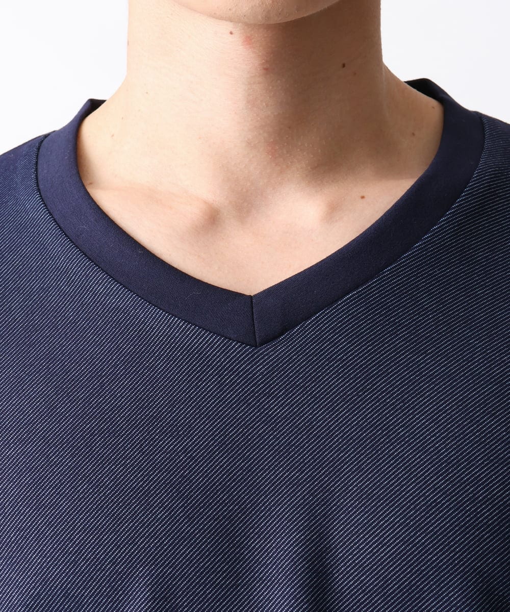 MKKDC06069 MK MICHEL KLEIN HOMME(MKミッシェルクランオム) 【洗える】パネル切替え長袖カットソー ネイビー
