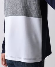 MKKDC06069 MK MICHEL KLEIN HOMME(MKミッシェルクランオム) 【洗える】パネル切替え長袖カットソー ネイビー