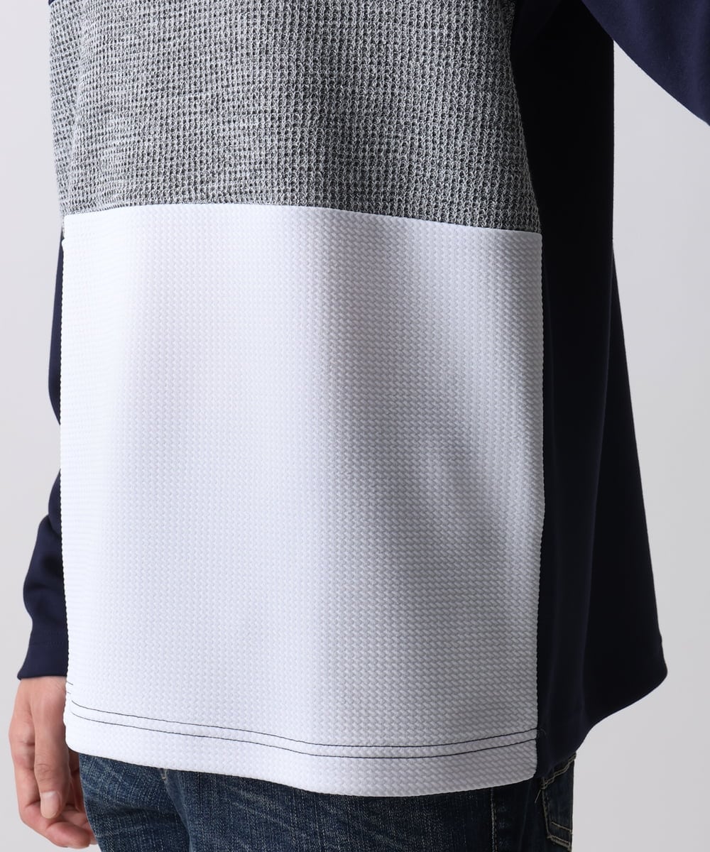 MKKDC06069 MK MICHEL KLEIN HOMME(MKミッシェルクランオム) 【洗える】パネル切替え長袖カットソー ネイビー